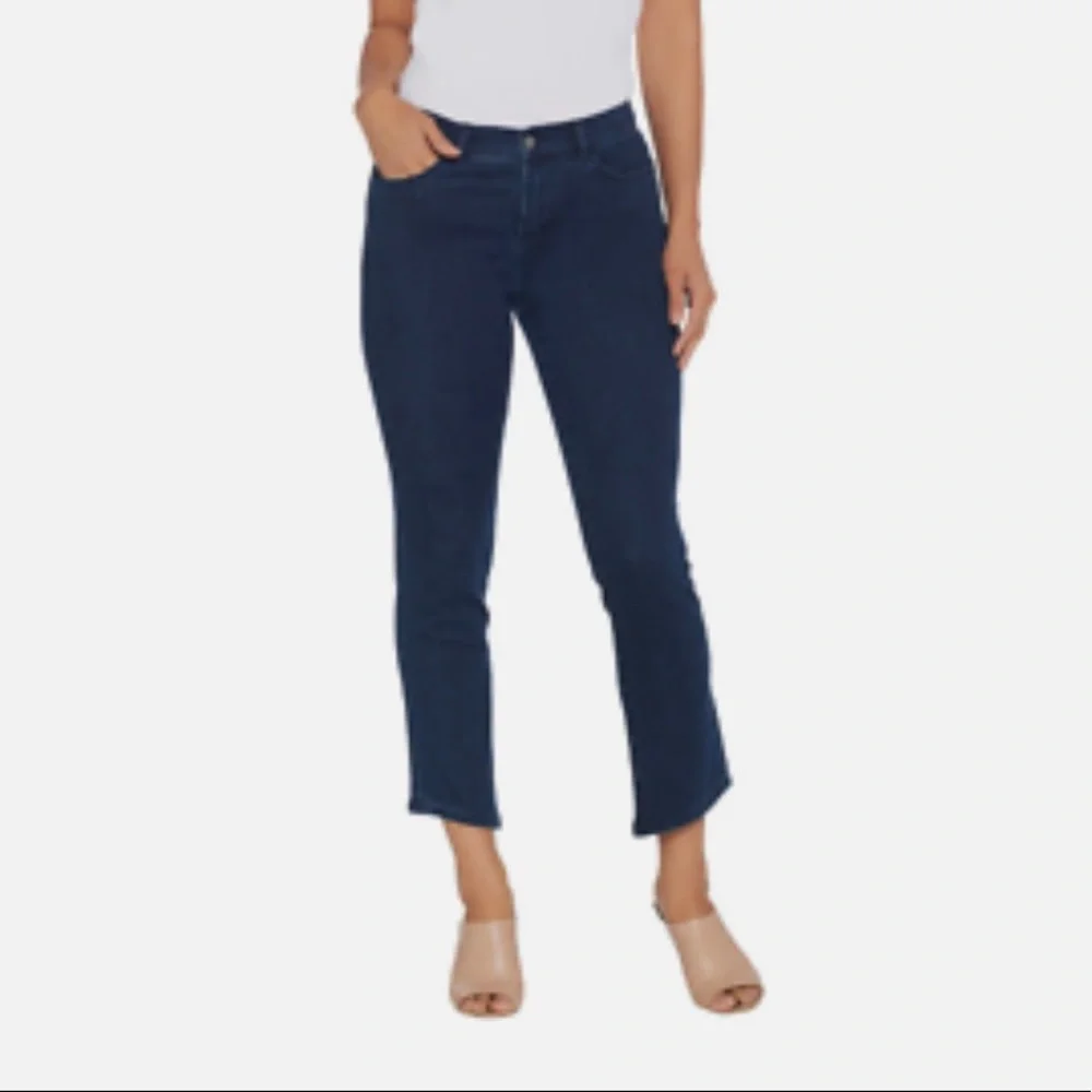 Lisa Rinna Angled Hem Jeans - Dark Wash - Sz 10 - Picture 2 of 6